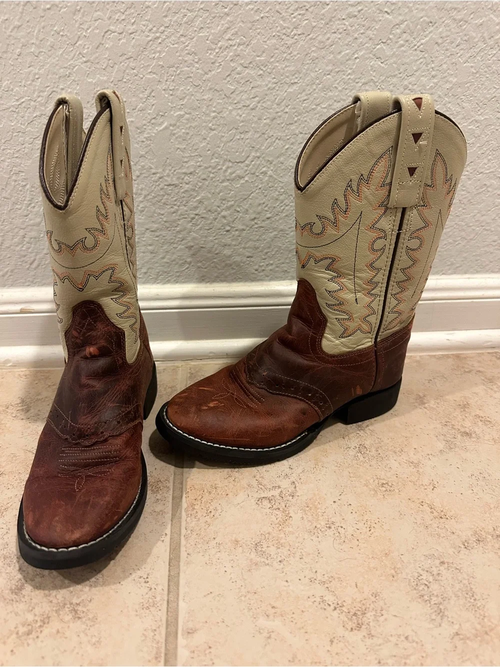 Brown & Cream Western Cowboy Boots